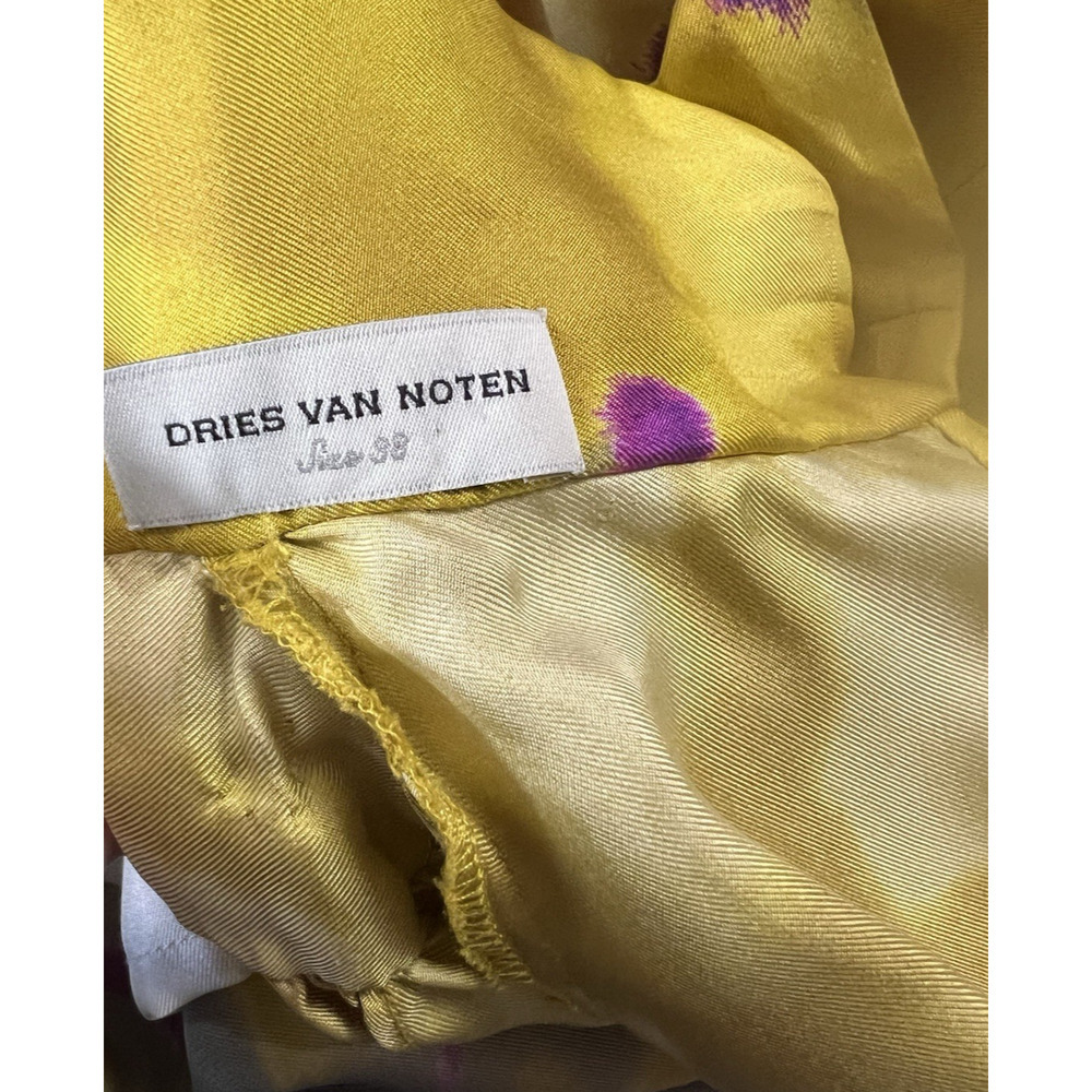 Dries Van Noten Sequin Yellow Floral Silk Delville Midi Dress Runway Size 38 - Picture 4 of 16